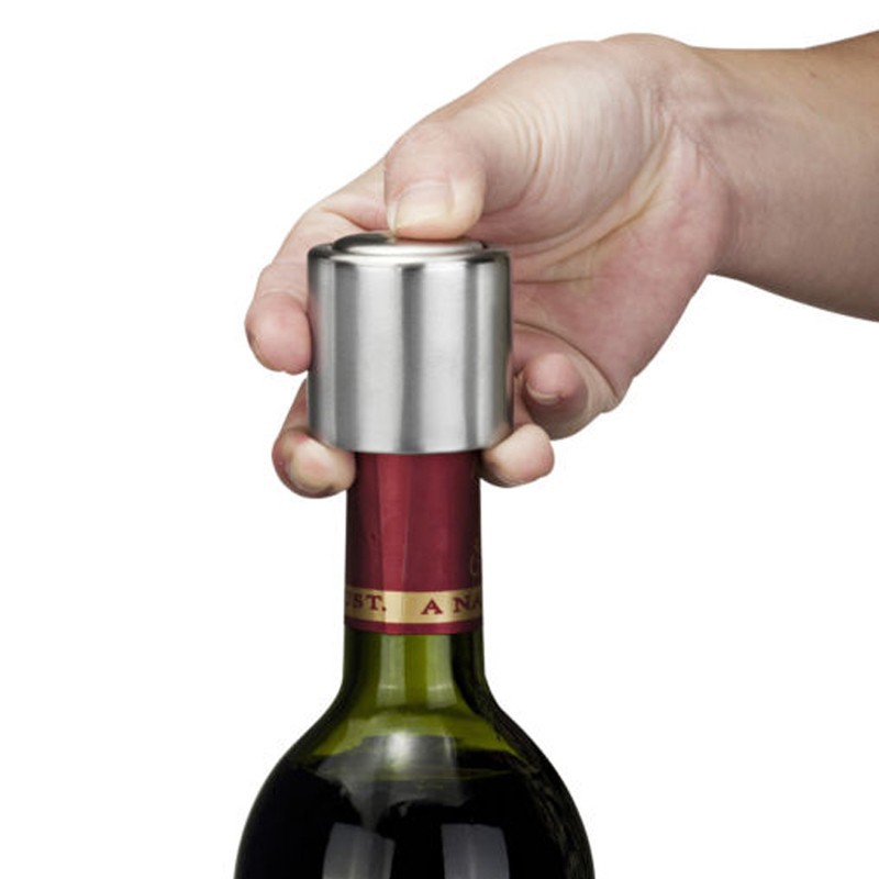 Stainless Steel Vacuum Sealed Wine Bottle Stopper Cap Funnel Pourer Decanter