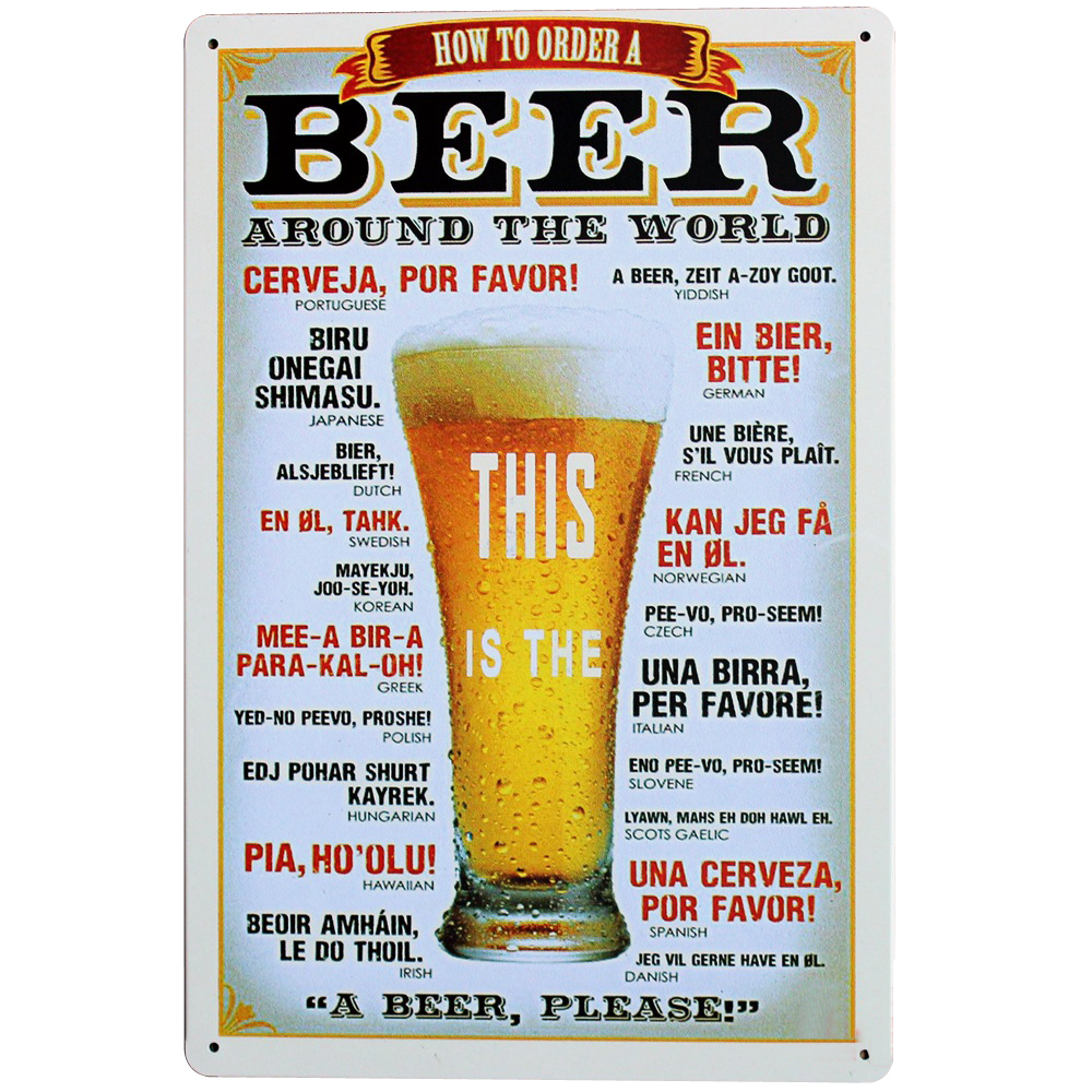 Home Bar Wall Decor – Metal Sign – How to Order a Beer Around the